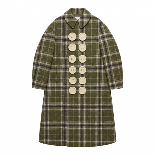 MANTEAU TARTAN KHAKI